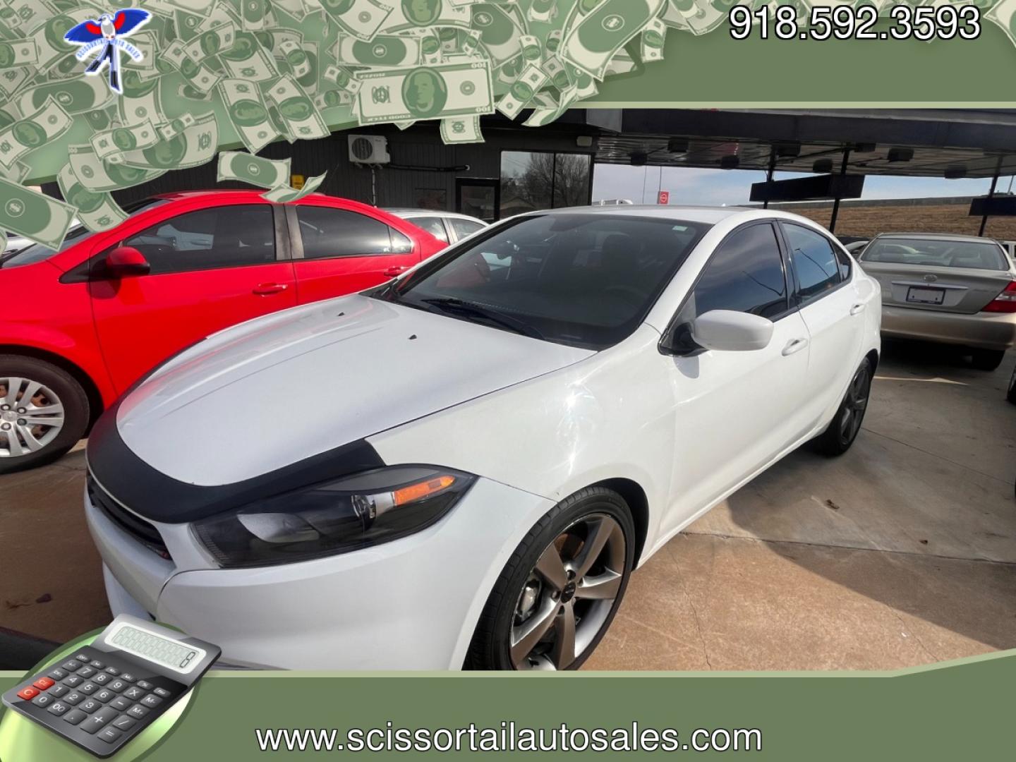 2015 WHITE DODGE DART SXT SXT (1C3CDFBB3FD) with an 2.4L L4 DOHC 16V engine, located at 8101 E. Skelly Dr., Tulsa, OK, 74129, (918) 592-3593, 36.121891, -95.888802 - Photo#0